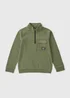 Boys Khaki Utility Half Zip Sweatshirt (7-15yrs) - Age 7 Years Image 1