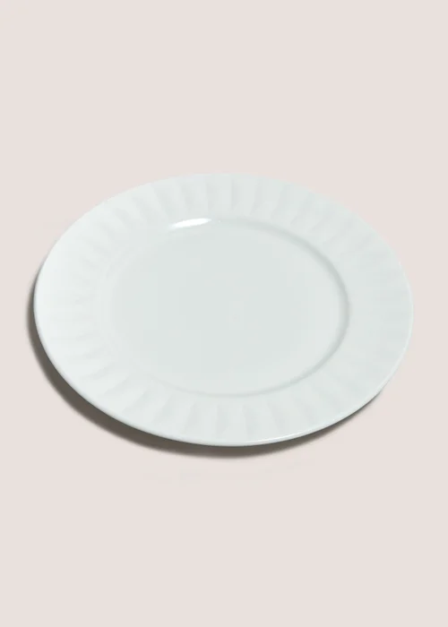 White Textured Dinner Plate Image 1