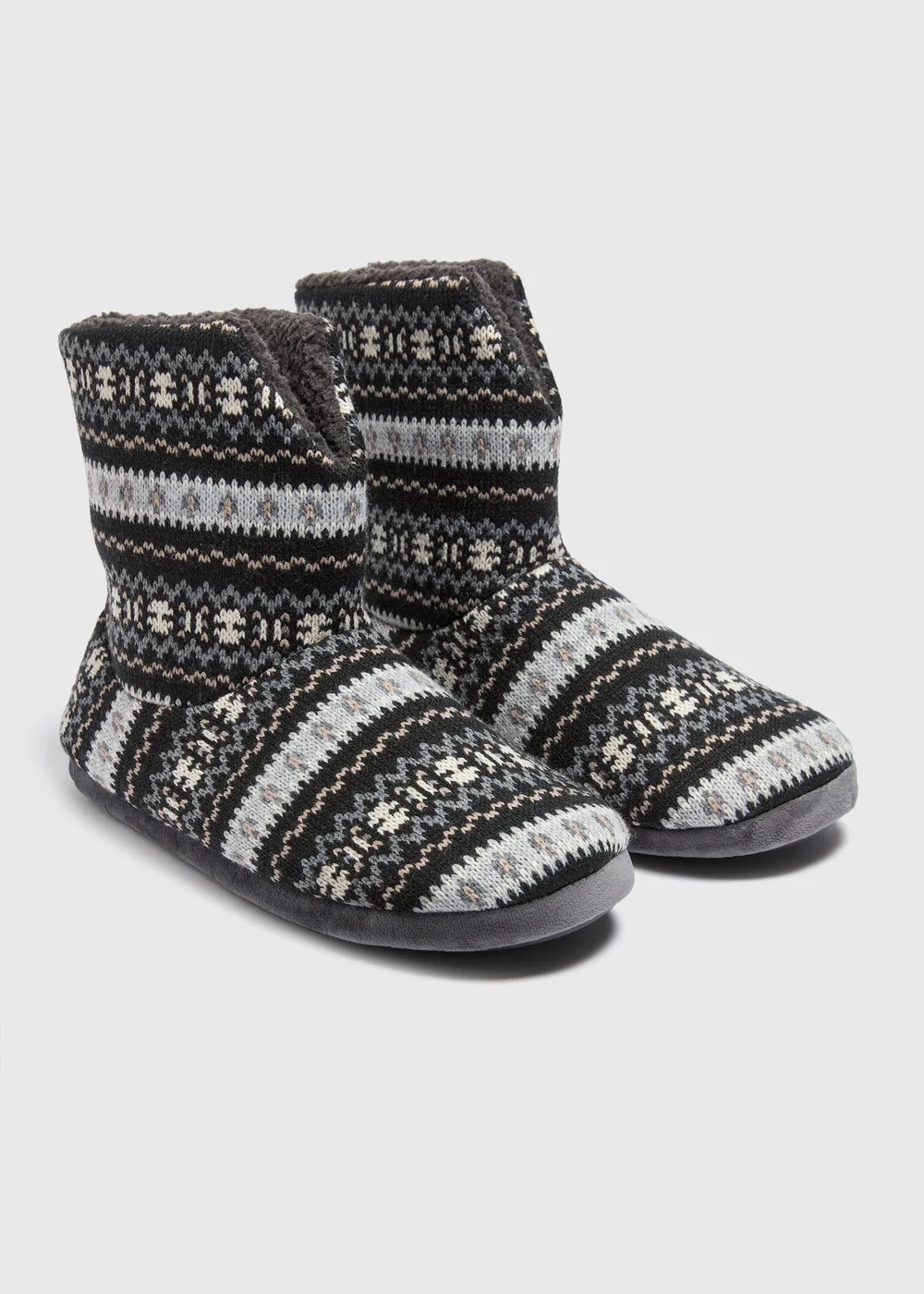 Navy Fairisle Slipper Boots - Size 6 Image 1