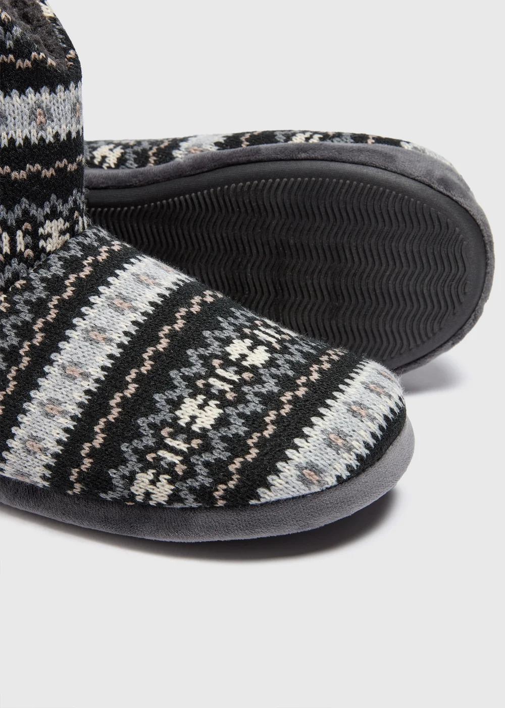 Navy Fairisle Slipper Boots - Size 6 Image 2