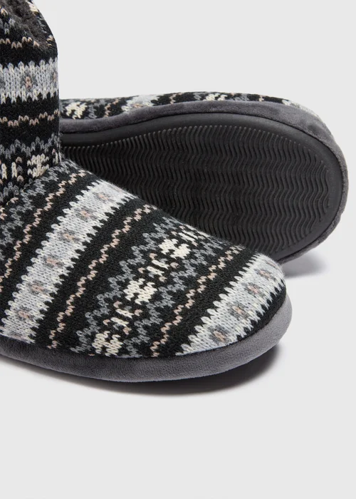 Navy Fairisle Slipper Boots - Size 6 Image 2