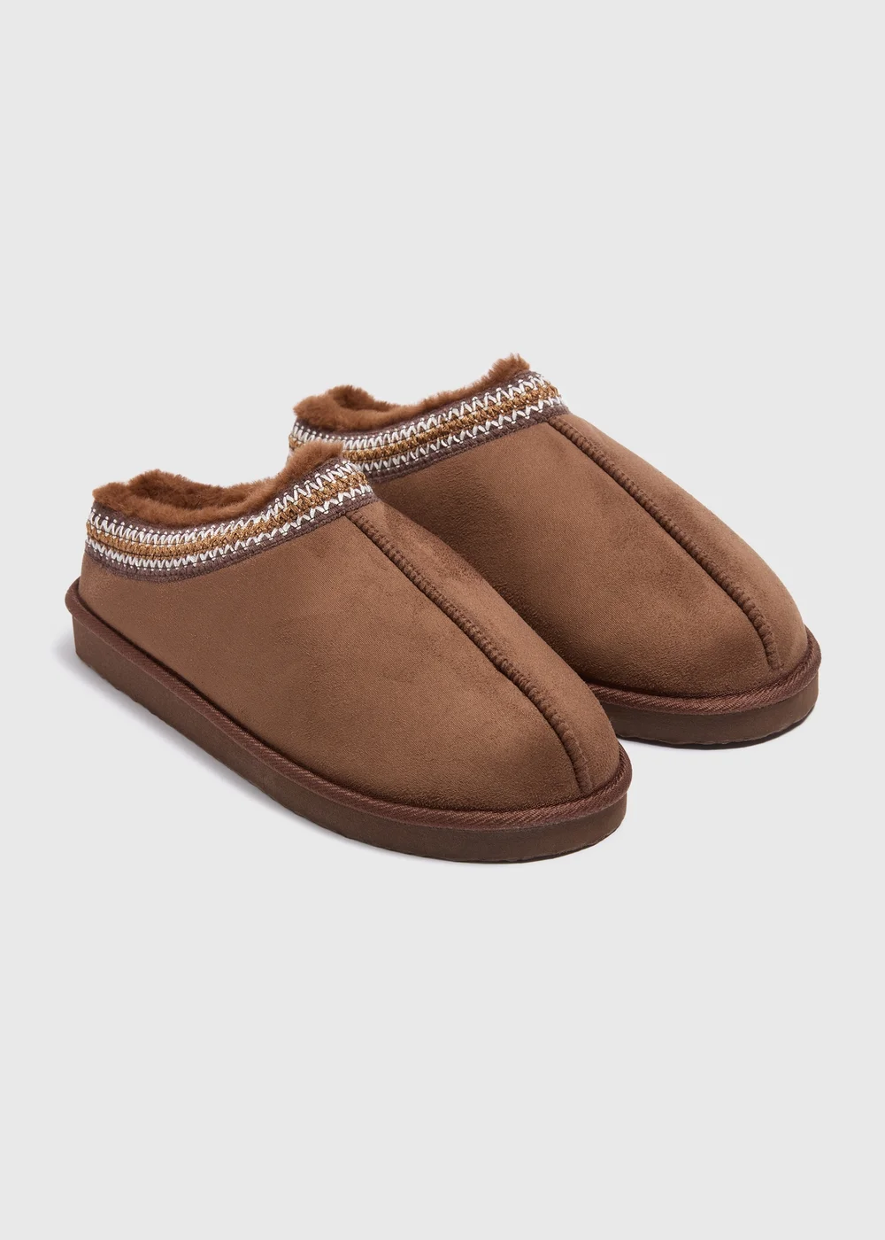 Tan Faux Suede Slippers - Size 6 Image 1