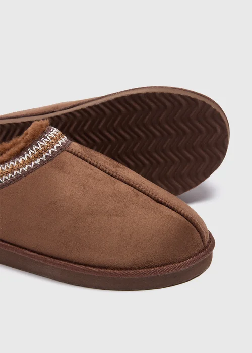 Tan Faux Suede Slippers - Size 6 Image 2