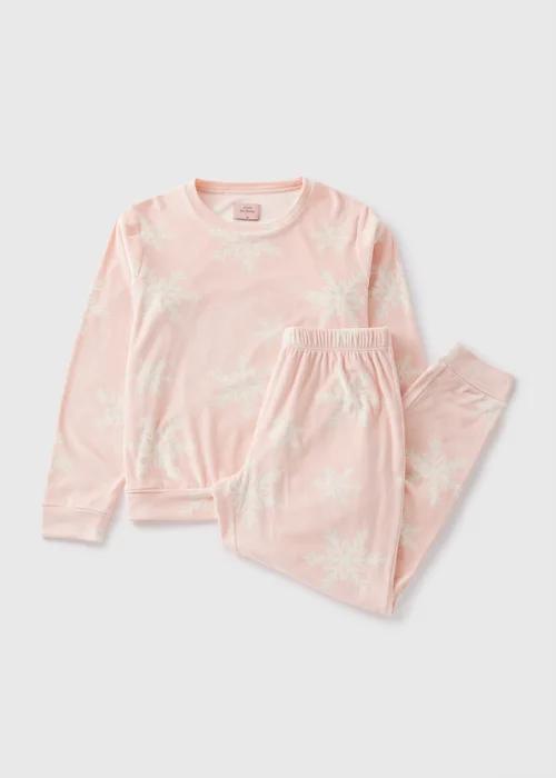 Pink Fleece Snowflake Loungewear Set - Extra small Image 3