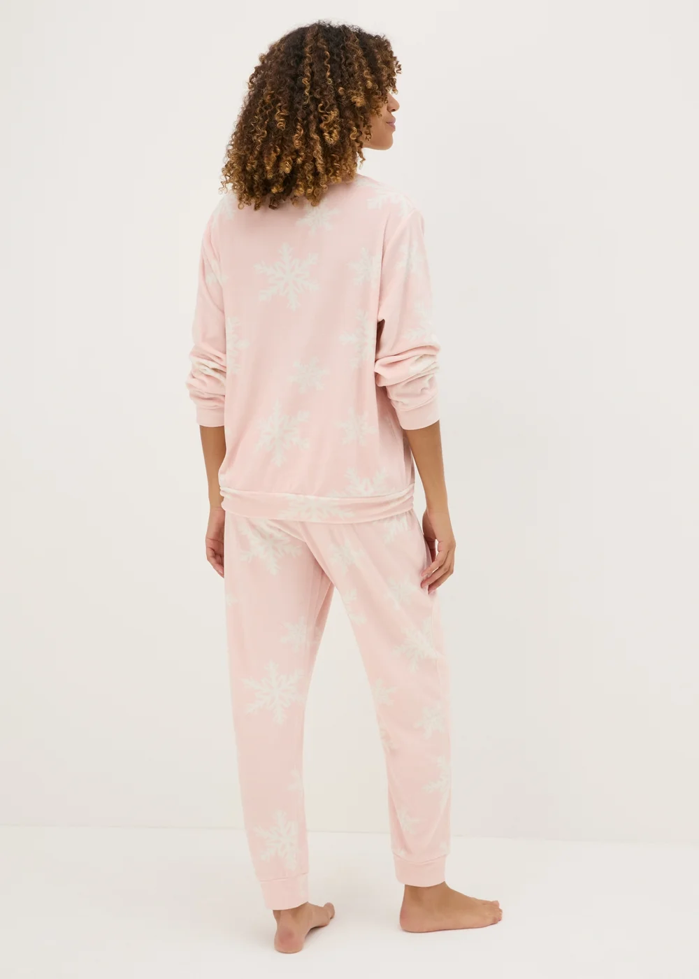 Pink Fleece Snowflake Loungewear Set - Extra small Image 2