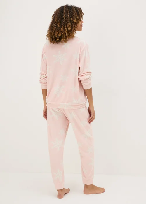 Pink Fleece Snowflake Loungewear Set - Extra small Image 2