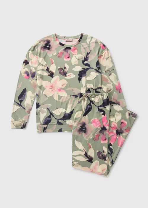 Green Floral Print Loungewear Set - Extra small Image 3
