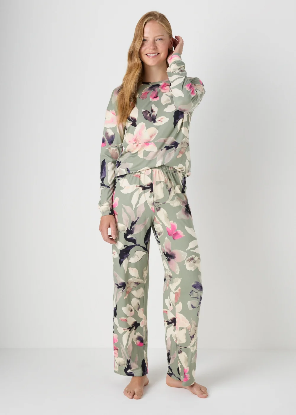 Green Floral Print Loungewear Set - Extra small Image 1