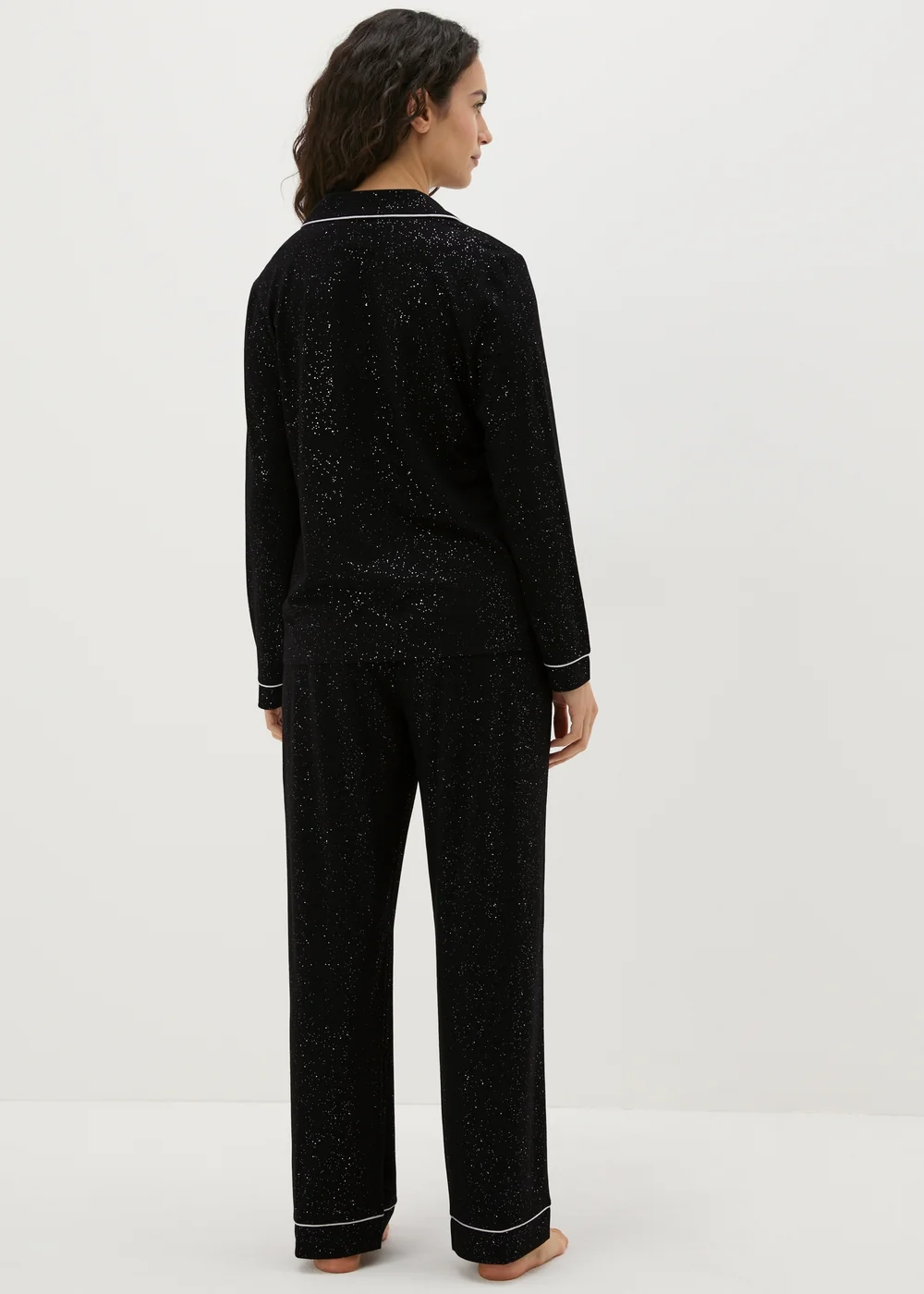 Black Shimmer Button Up Pyjama Set - Extra small Image 2