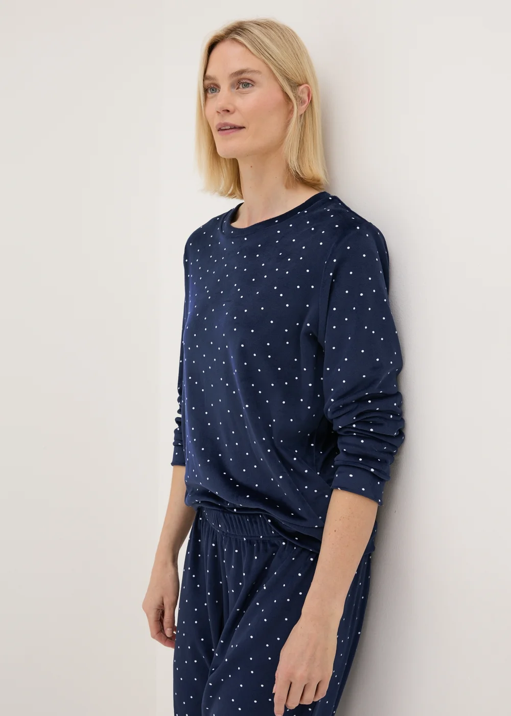 Navy Fleece Spot Loungewear Set - Extra small Image 1