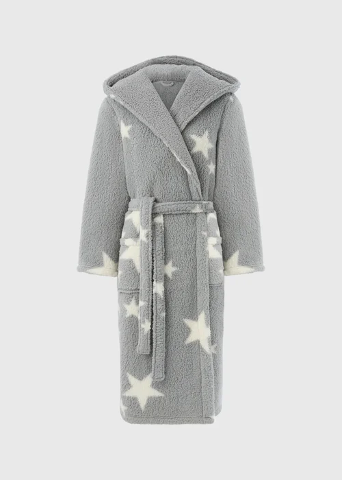 Grey Star Fleece Dressing Gown - Extra small Image 2