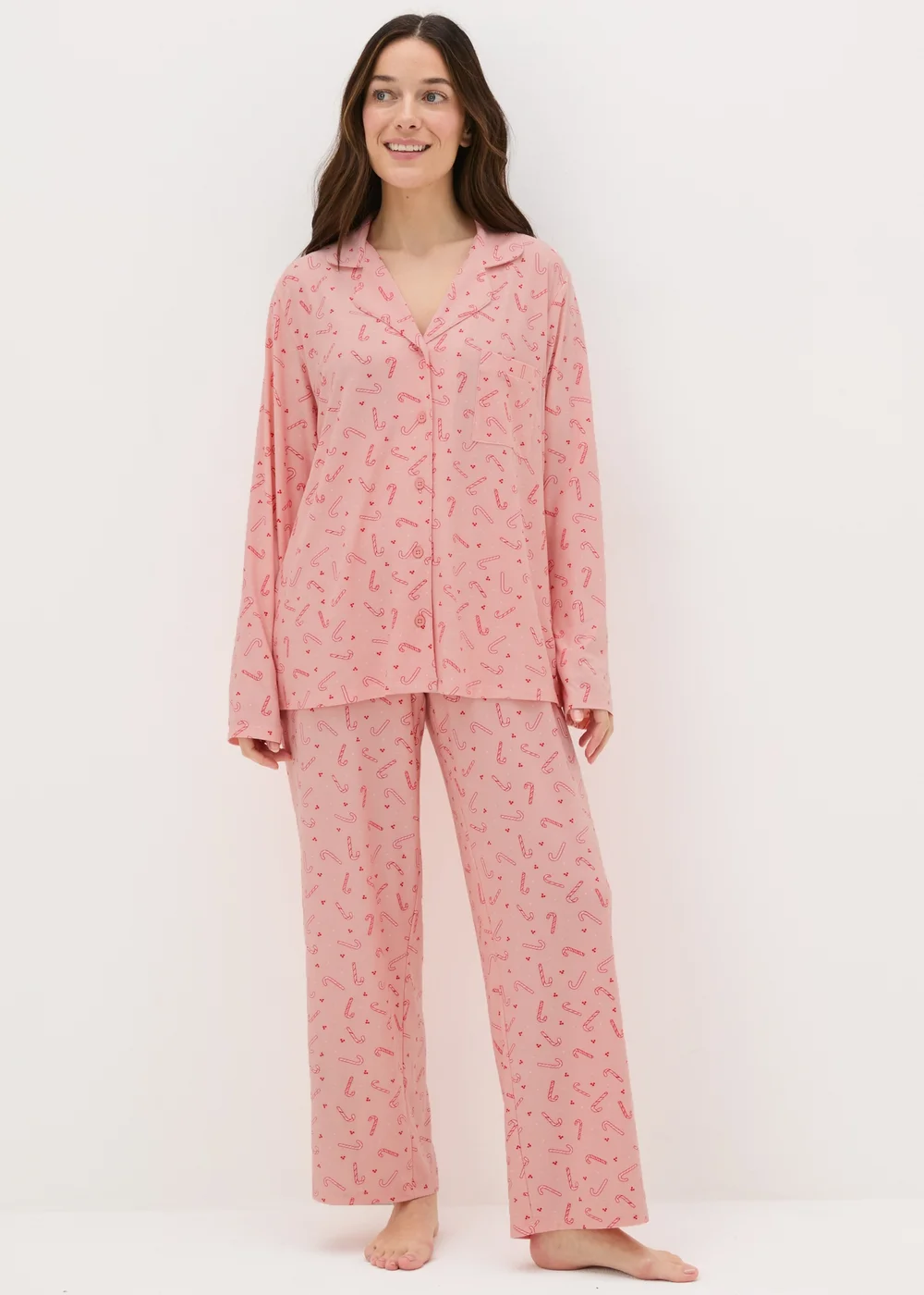 Pink Candy Cane Pyjama Set - Extra small Image 1