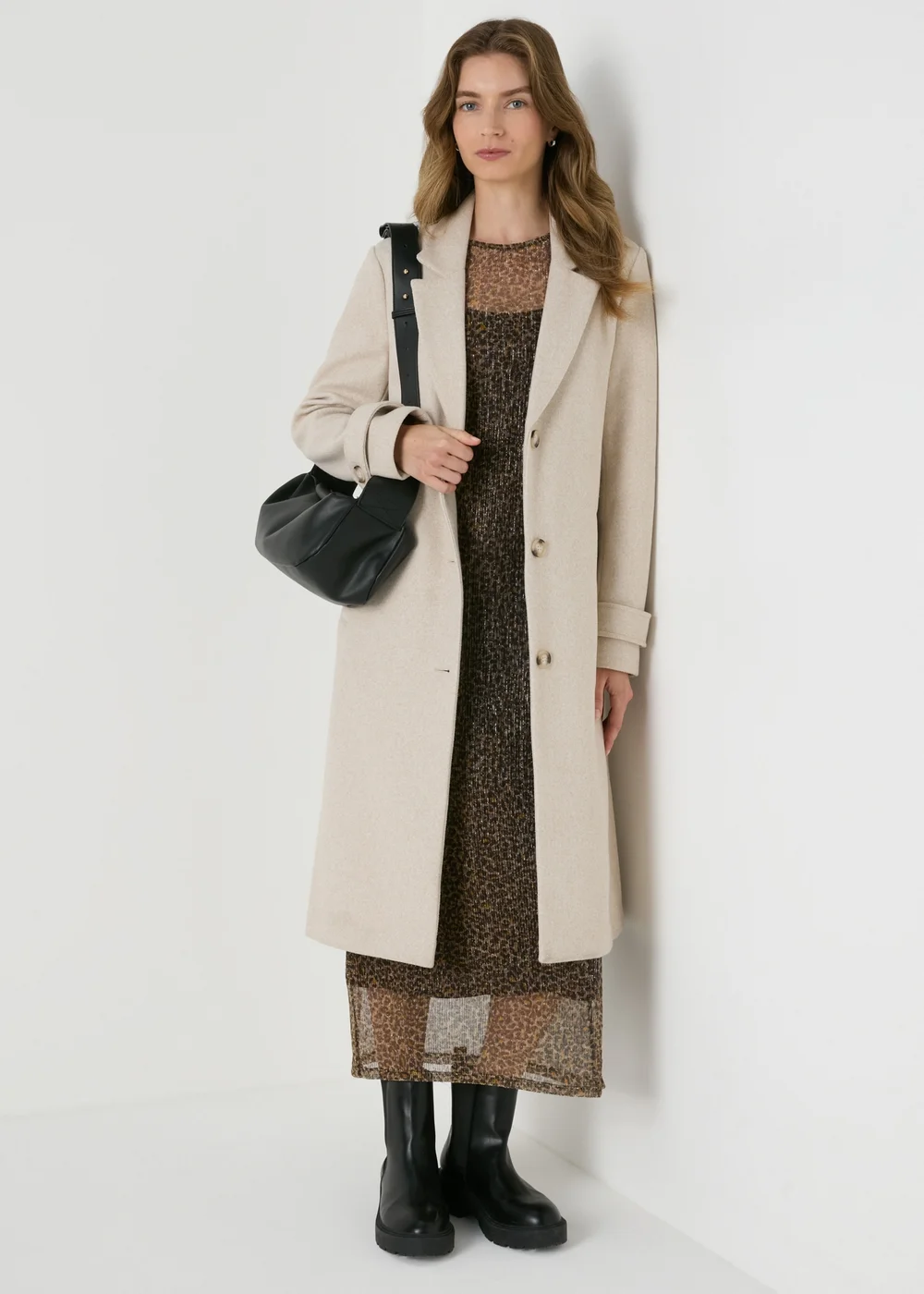 Brown Animal Plisse Midi Dress - 8 Image 3