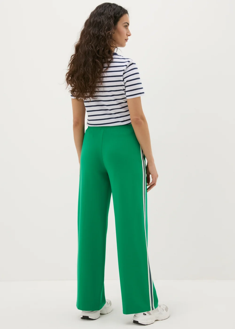Green Side Stripe Wide Leg Trousers - 8 Image 2