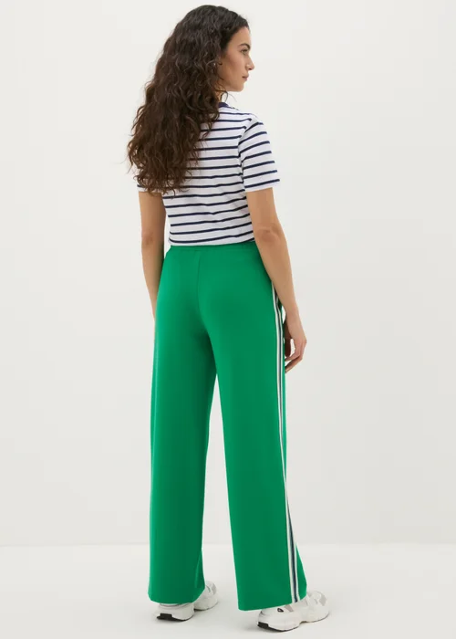 Green Side Stripe Wide Leg Trousers - 8 Image 2