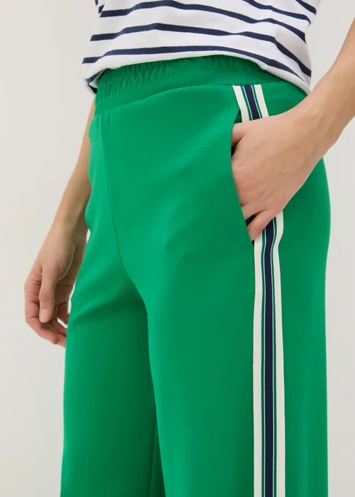 Green Side Stripe Wide Leg Trousers - 8 Image 3