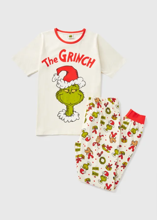 Unisex Grinch Cream Christmas Family Pyjama Set - Extra small Image 3