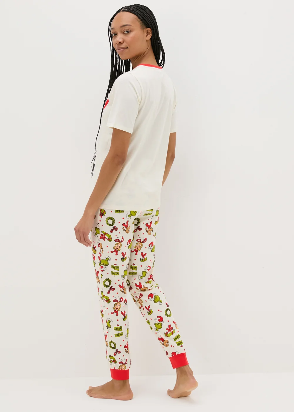 Unisex Grinch Cream Christmas Family Pyjama Set - Extra small Image 2