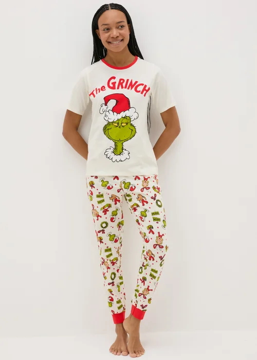 Unisex Grinch Cream Christmas Family Pyjama Set - Extra small Image 1