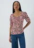 Pink Ruched Front Woven Blouse - Size 8 Image 1
