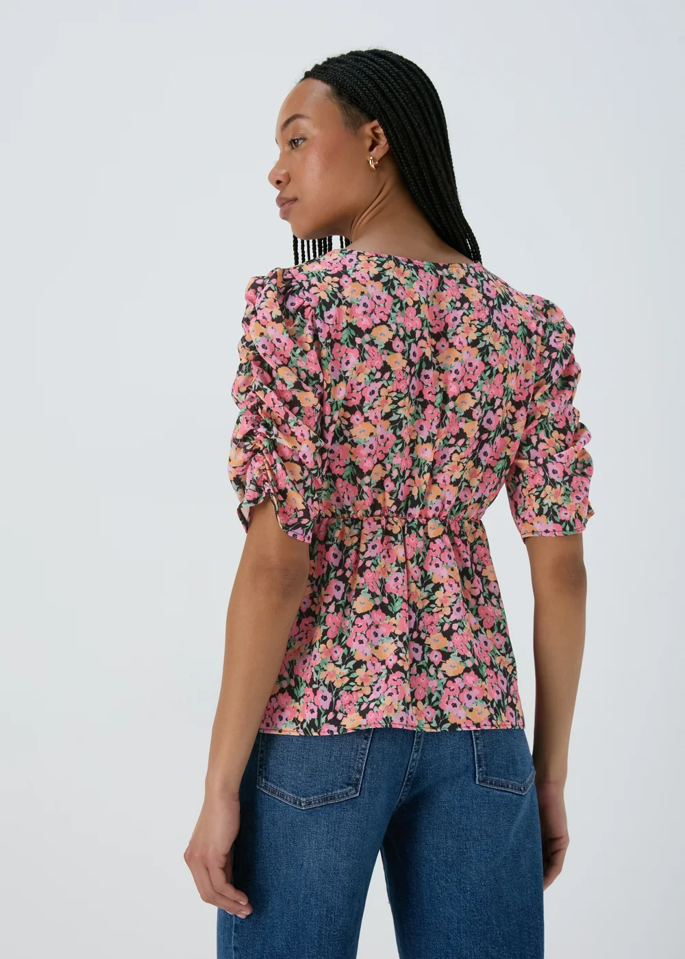 Pink Ruched Front Woven Blouse - Size 8 Image 2