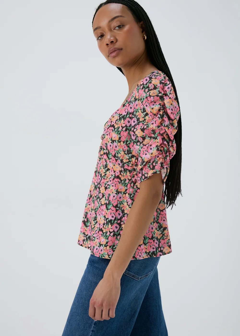 Pink Ruched Front Woven Blouse - Size 8 Image 3