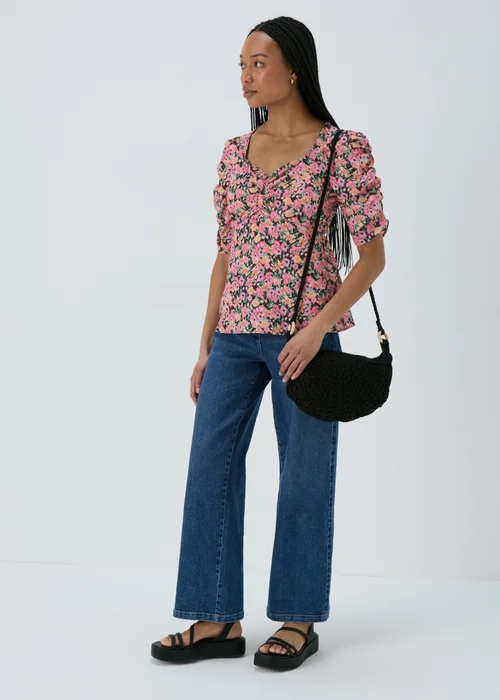 Pink Ruched Front Woven Blouse - Size 8 Image 4