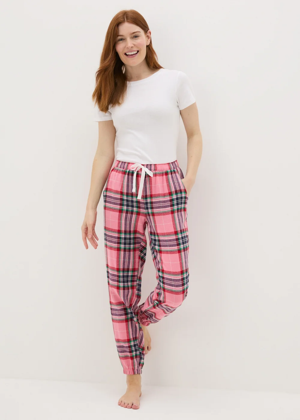 Pink Check Woven Pyjama Bottoms - Extra small Image 1
