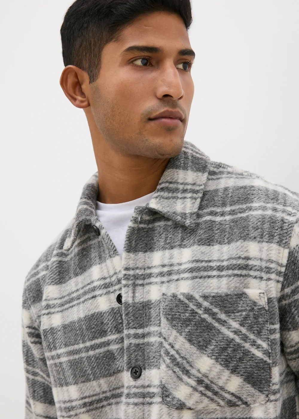 Grey Check Cosy Shacket - S Image 2