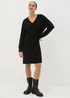 Black V-Neck Cable Knit Mini Dress - XS Image 1