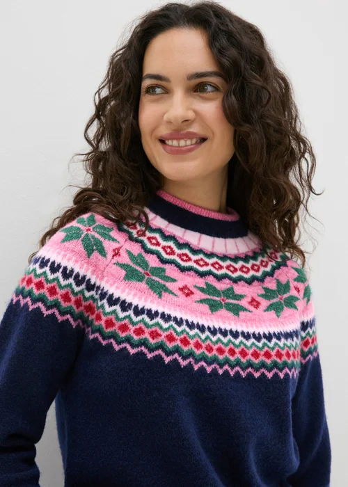 Joyful Navy Fairisle Knit Jumper - XS Image 1
