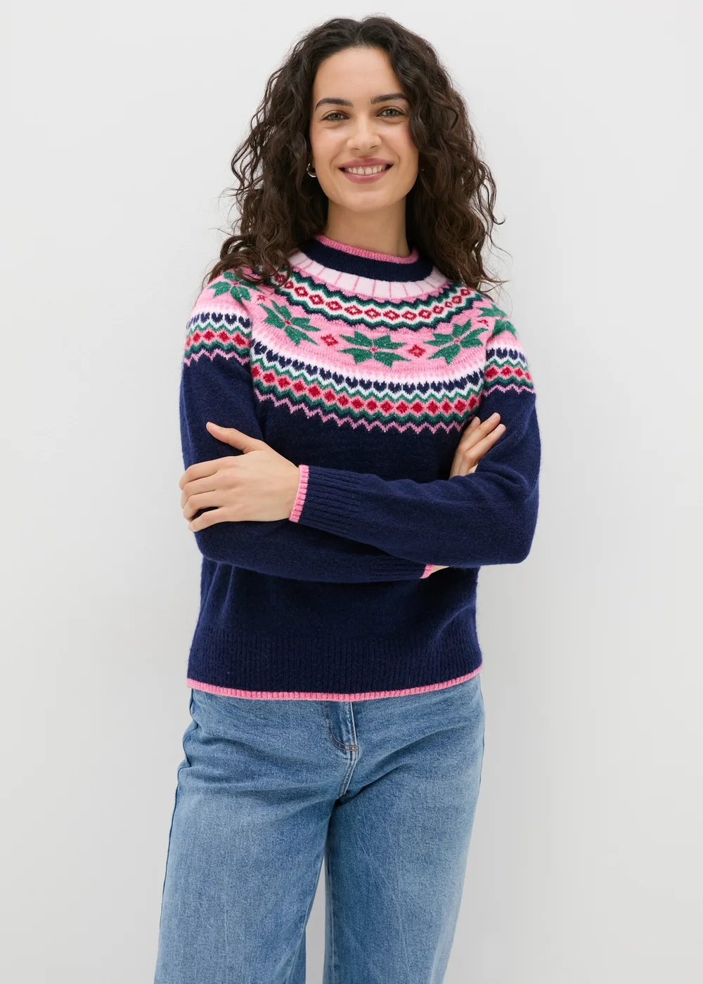 Joyful Navy Fairisle Knit Jumper - XS Image 3