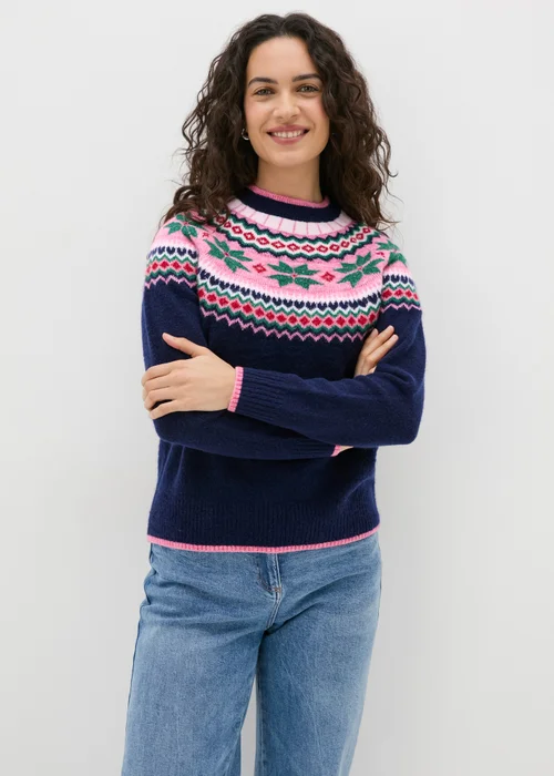 Joyful Navy Fairisle Knit Jumper - XS Image 3