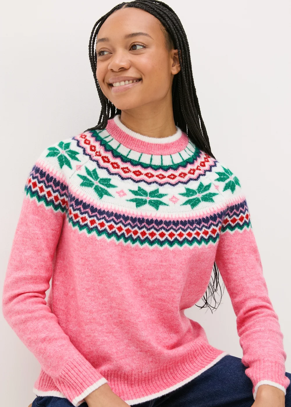 Joyful Pink Fairisle Knit Jumper - XS Image 3