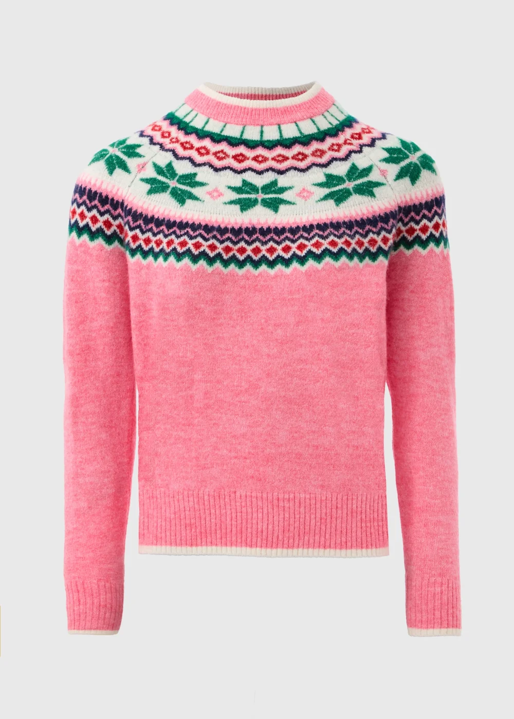 Joyful Pink Fairisle Knit Jumper - XS Image 4