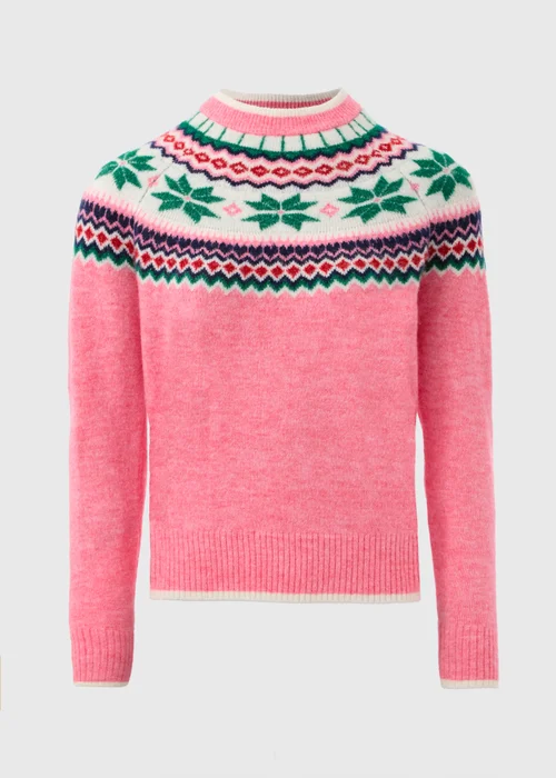 Joyful Pink Fairisle Knit Jumper - XS Image 4