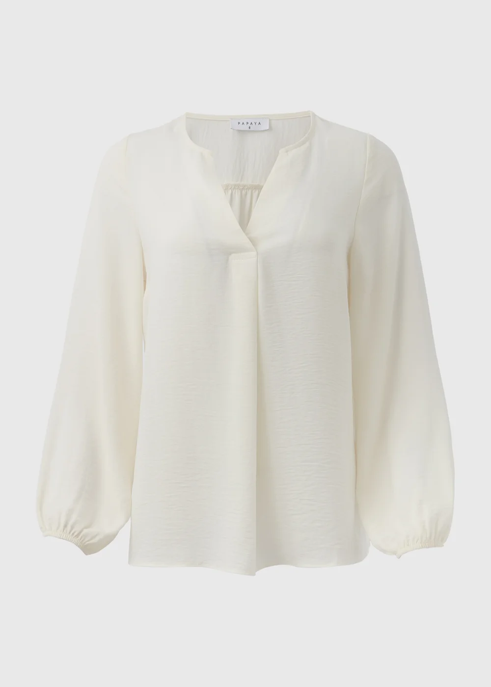 Cream Textured V-Neck Blouse - 8 Image 5