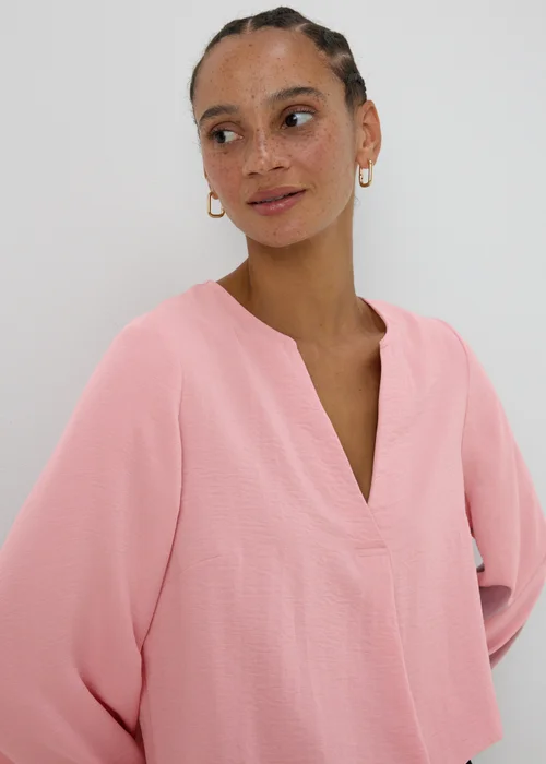 Pink V-Neck Blouse - 8 Image 3