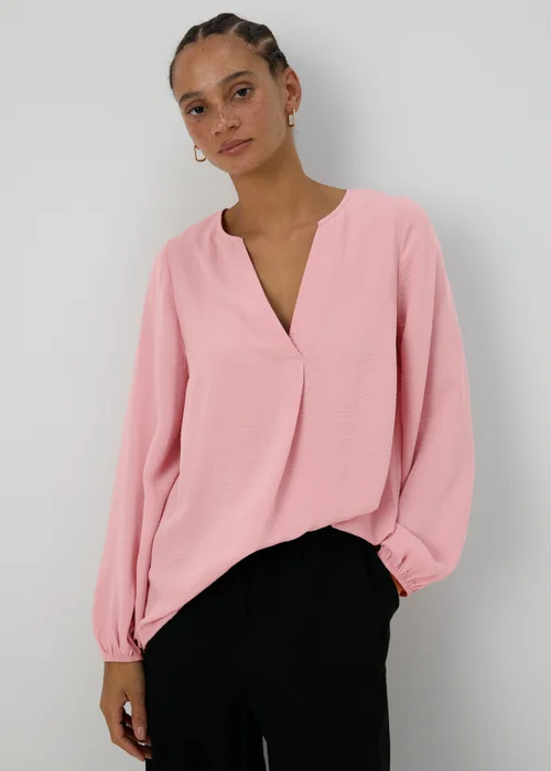 Pink V-Neck Blouse - 8 Image 1