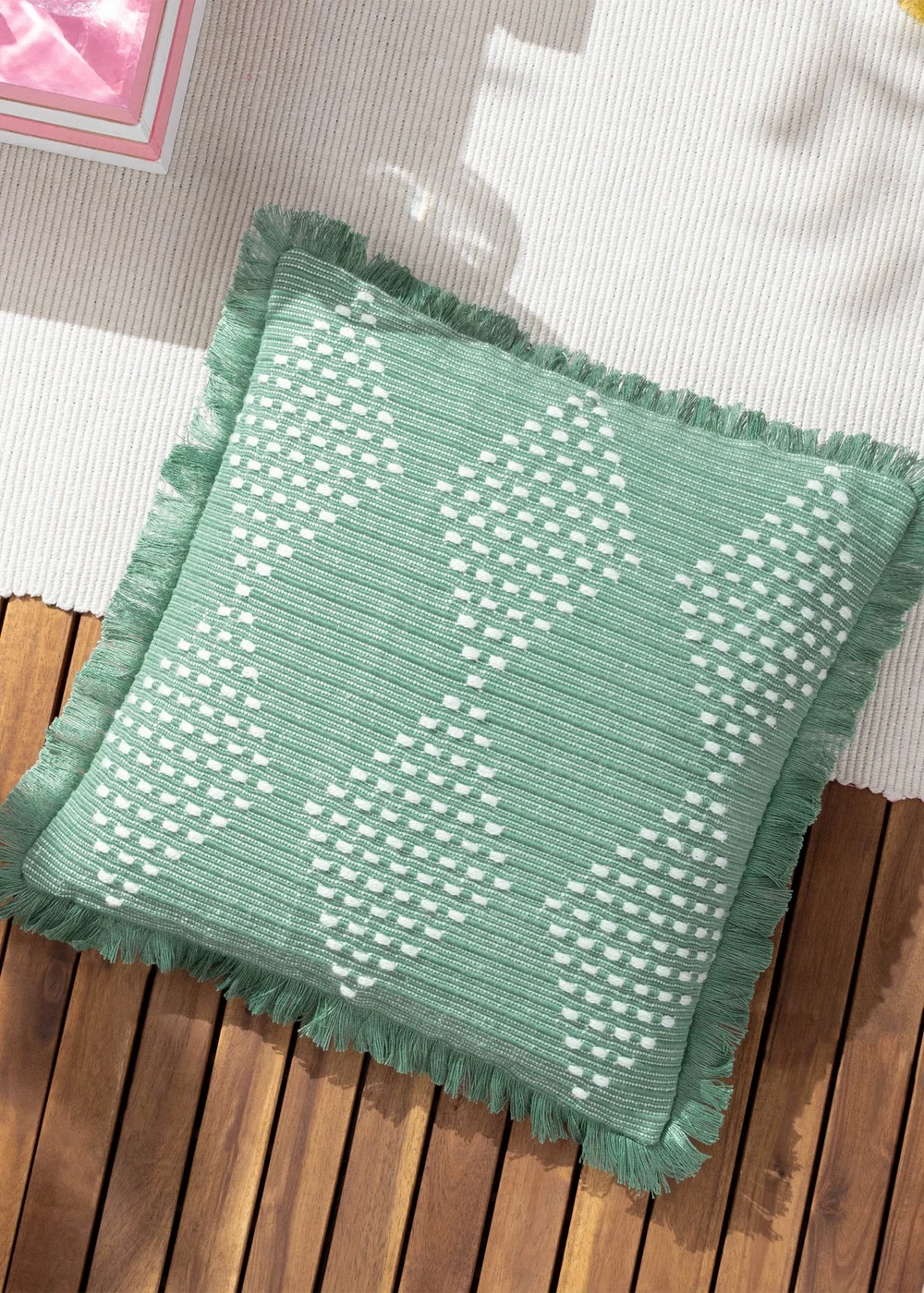 furn. Green Kadie PET Woven Outdoor Filled Cushion (45 x 45 x 8cm) - One Size Image 1
