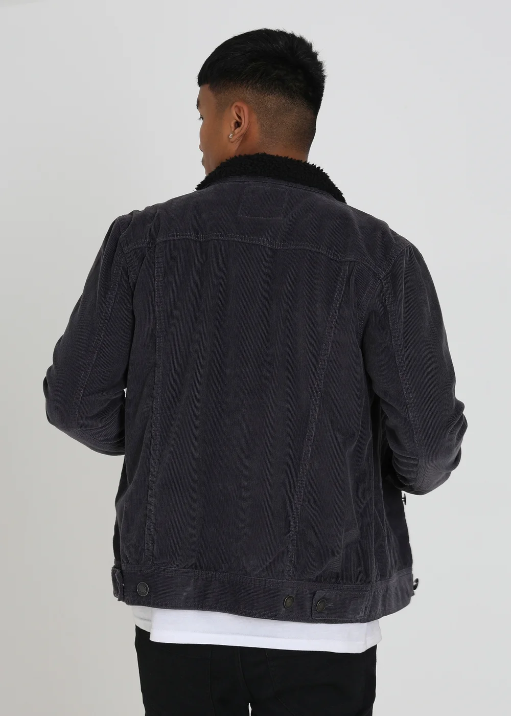 Brave Soul Grey Borg Collar Cord Jacket - S Image 2