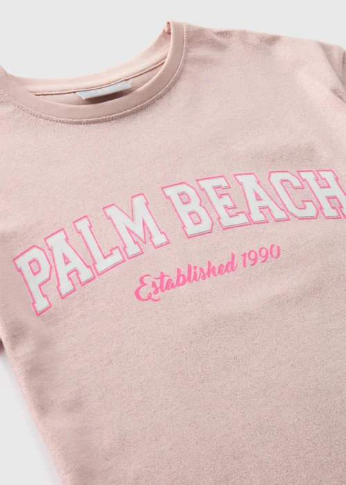 Girls Peach Foil Palm Beach T-Shirt (7-15yrs) - Age 7 Years Image 2