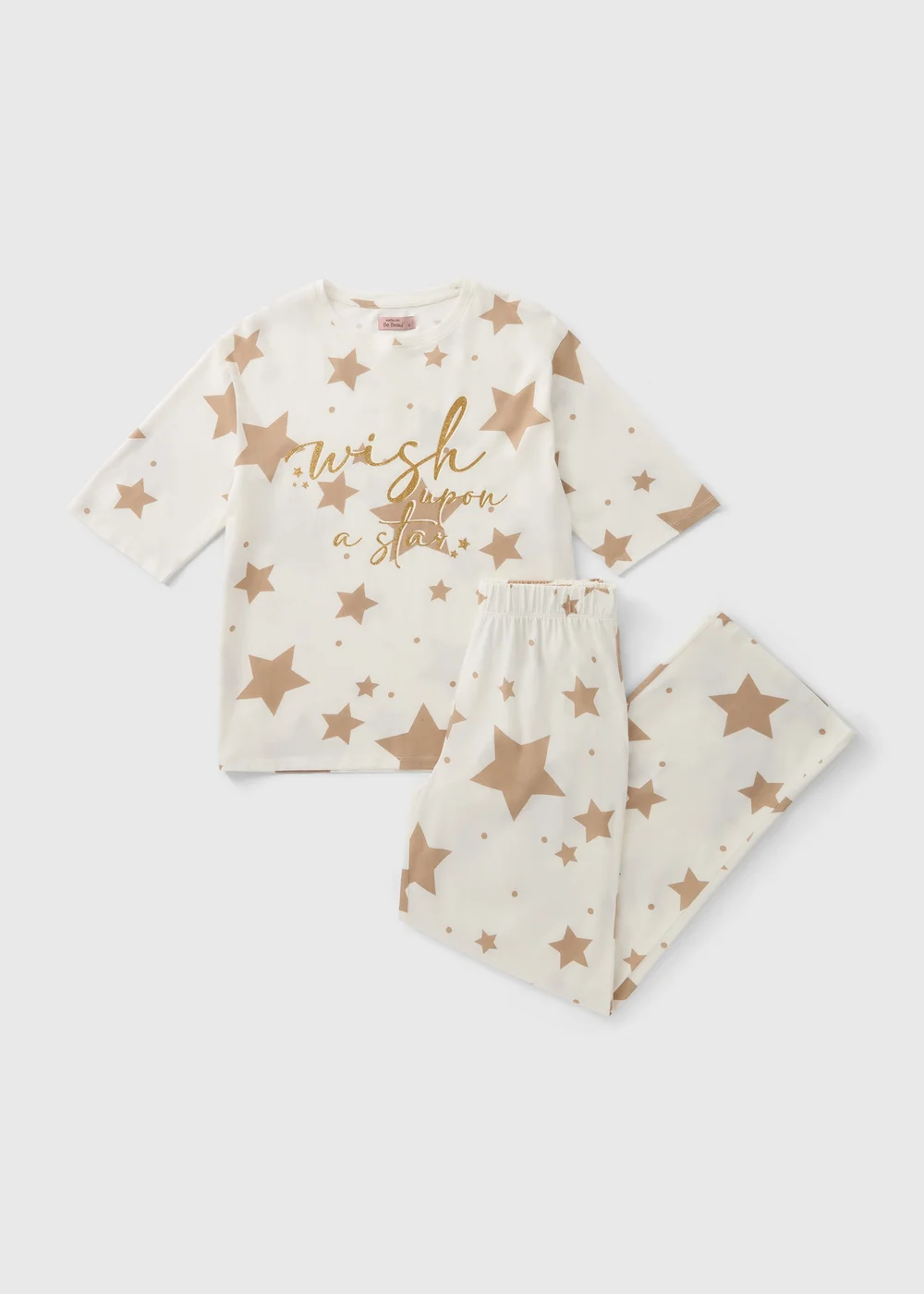 Cream Star Print Pyjama Set - Extra small Image 3