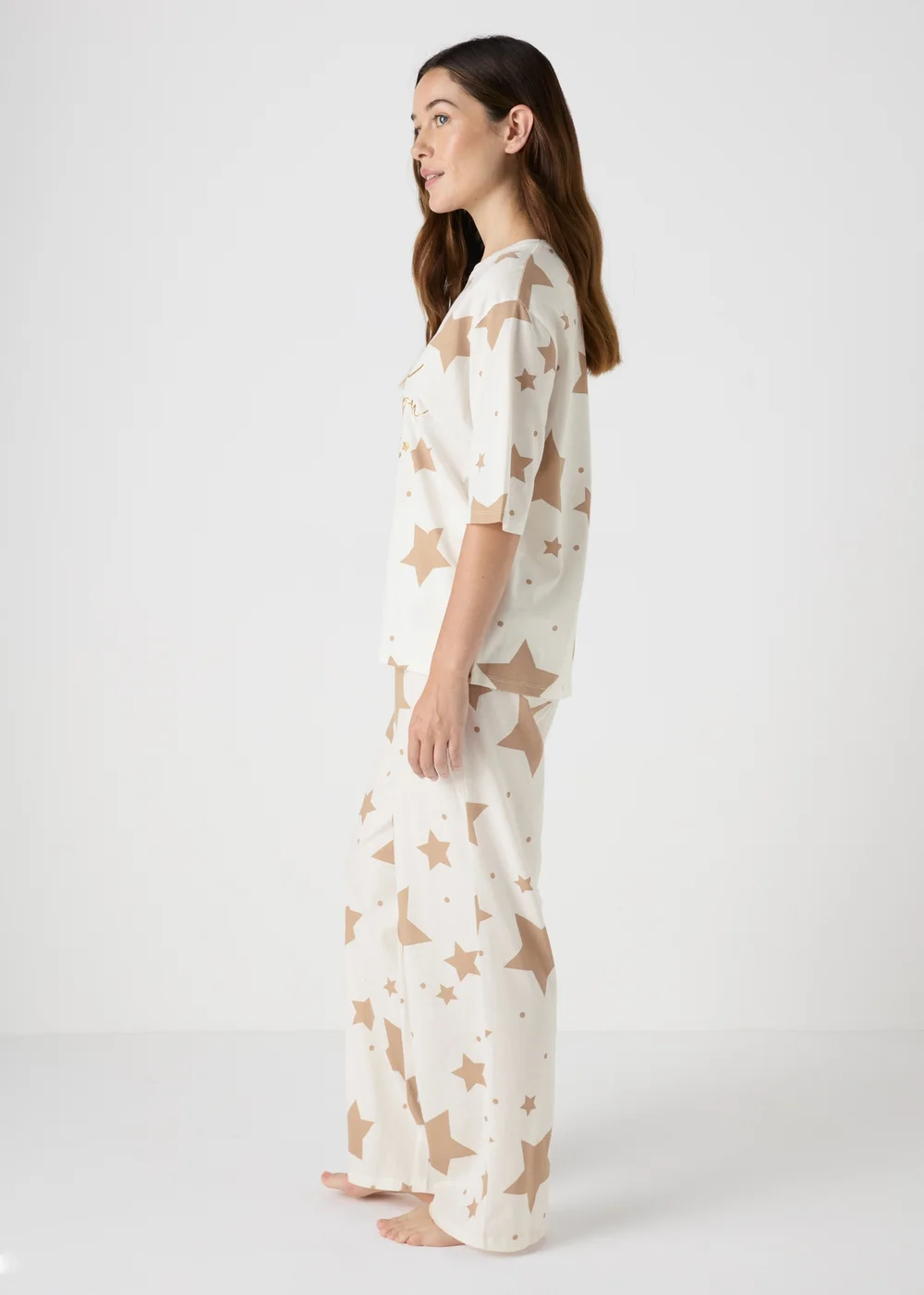 Cream Star Print Pyjama Set - Extra small Image 2