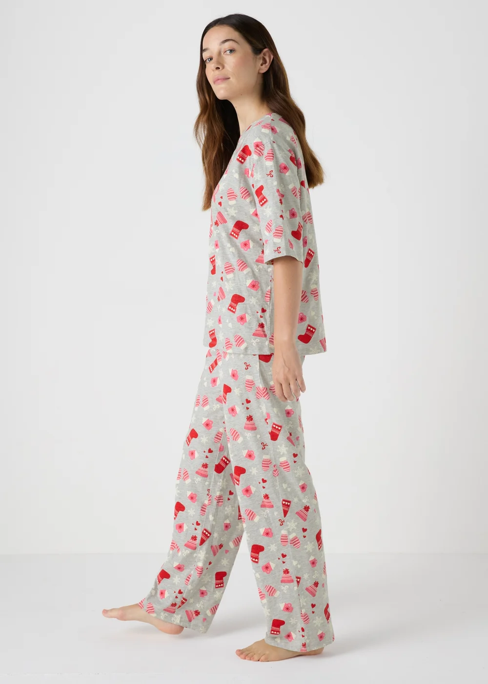 Grey Christmas Print Pyjama Set - Extra small Image 2