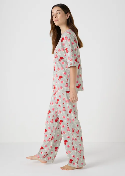 Grey Christmas Print Pyjama Set - Extra small Image 2