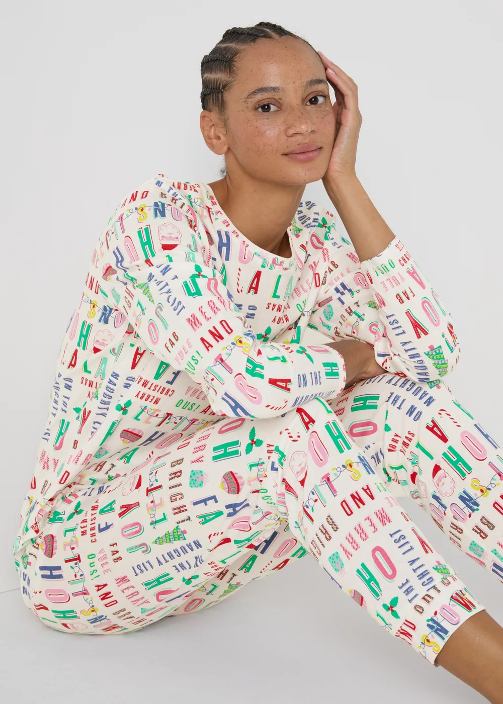 Cream Family Christmas Pyjama Set - Extra small Image 1