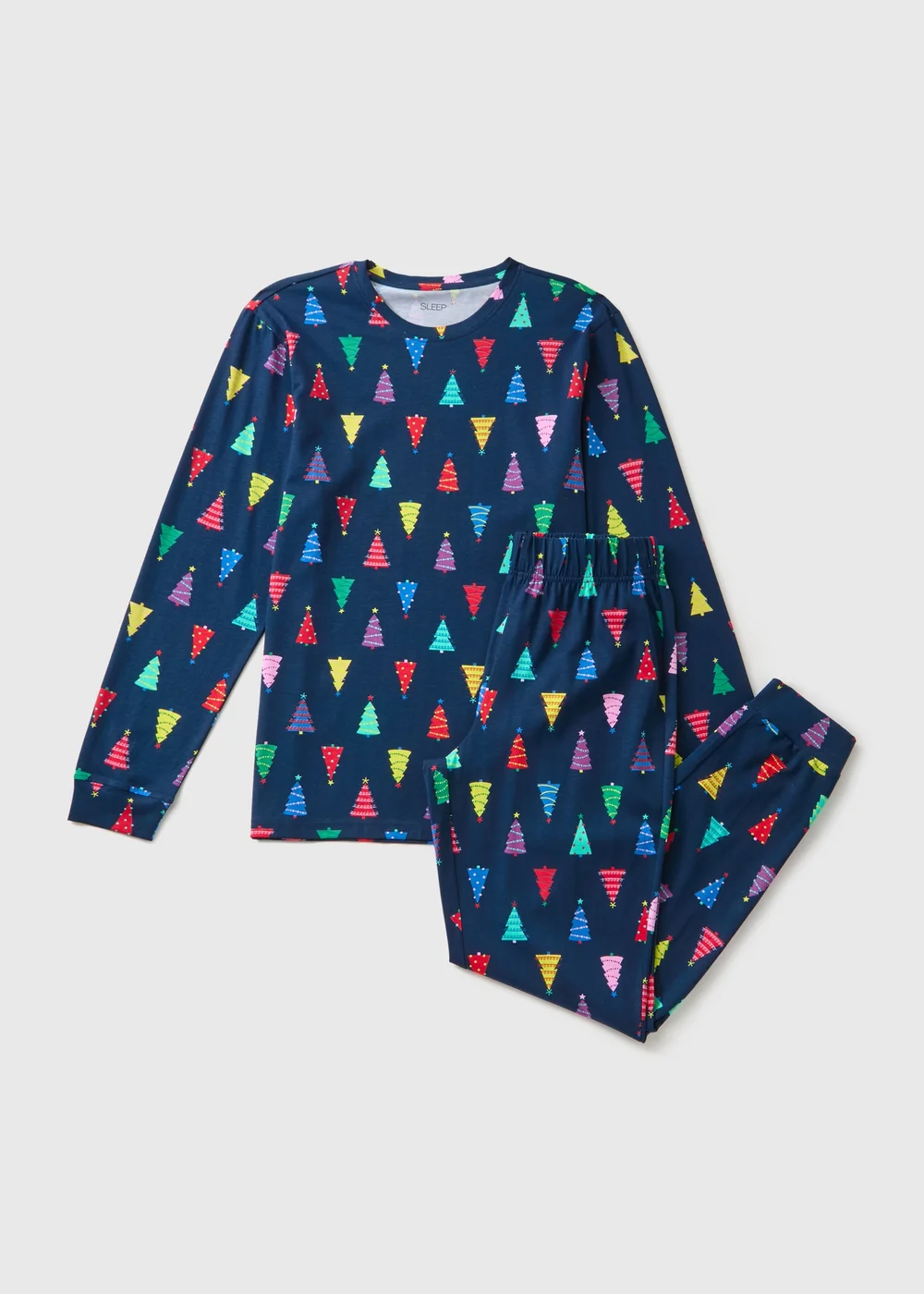 Navy Unisex Christmas Tree Pyjamas - Extra small Image 4