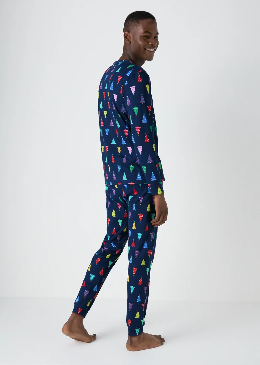Navy Unisex Christmas Tree Pyjamas - Extra small Image 2