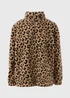 Brown Leopard Borg Half Zip Jumper - S Image 4